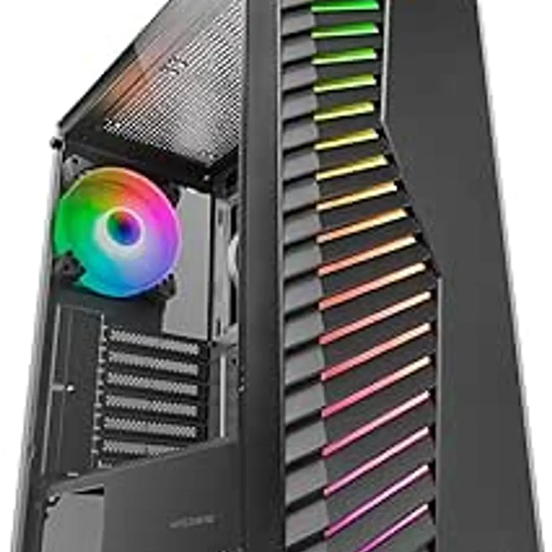 Mars Gaming MC-VOLT Caja Torre ATX - Ventilador ARGB de 120mm - Ventana Lateral de Cristal Templado - Rejilla Frontal ARGB - 7 Ranuras de Expansion -  1