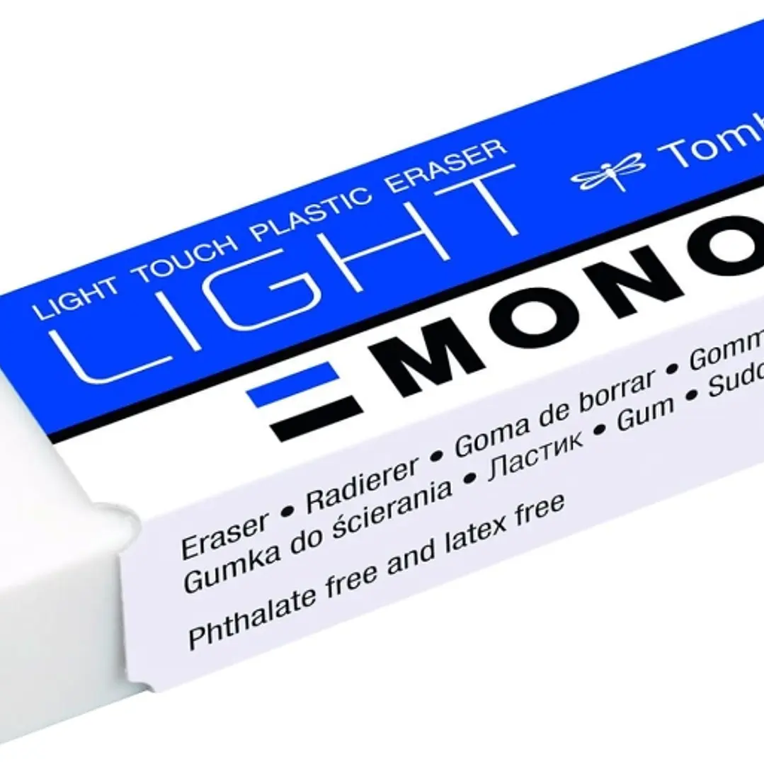 Tombow Mono Light Goma de Borrar - 13g - Especial para Borrado Delicado - Funda de Papel - PVC Libre de Ftalatos y Latex - Color Blanco 1