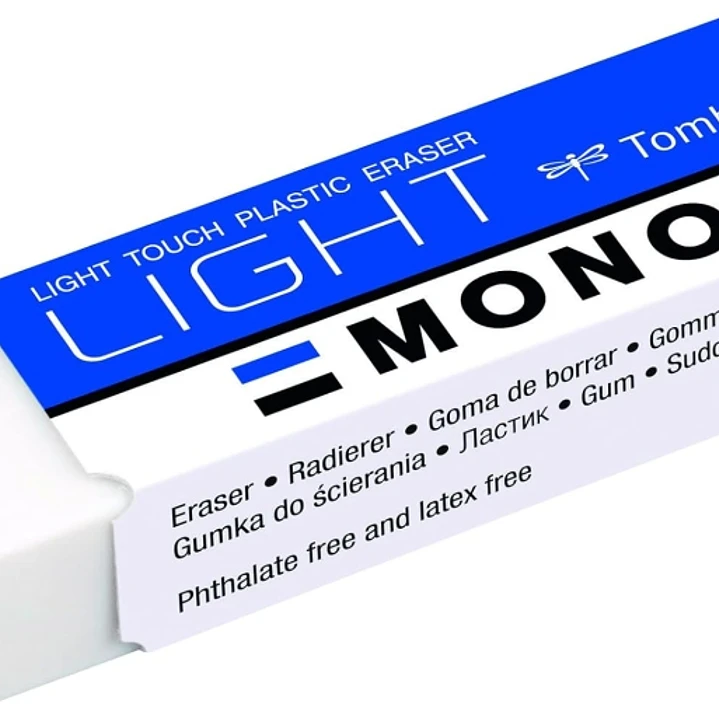 Tombow Mono Light Goma de Borrar - 13g - Especial para Borrado Delicado - Funda de Papel - PVC Libre de Ftalatos y Latex - Color Blanco 1