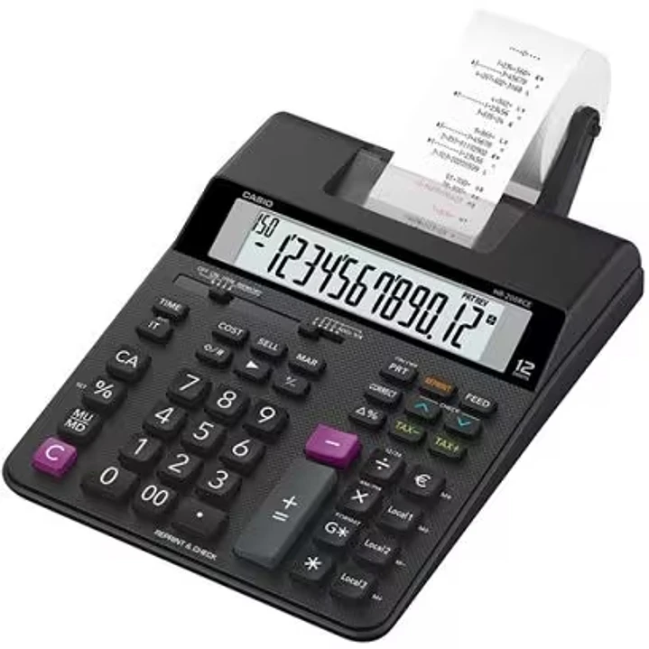 Casio HR-200RCE Calculadora Impresora de Sobremesa 12 Digitos - Impresion en 2 Colores - Funcion de Reimpresion/Impresion Posterior 1