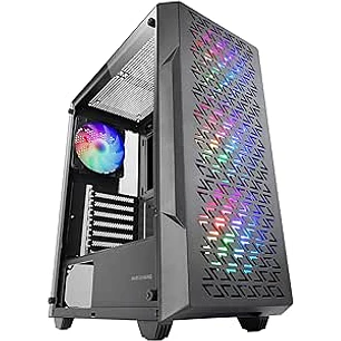Mars Gaming MC-GEO Caja Torre ATX - 4 Ventiladores de 120mm FRGB - Rejilla Frontal Metalica - Doble Camara - 7 Ranuras de Expansion - Color Negro