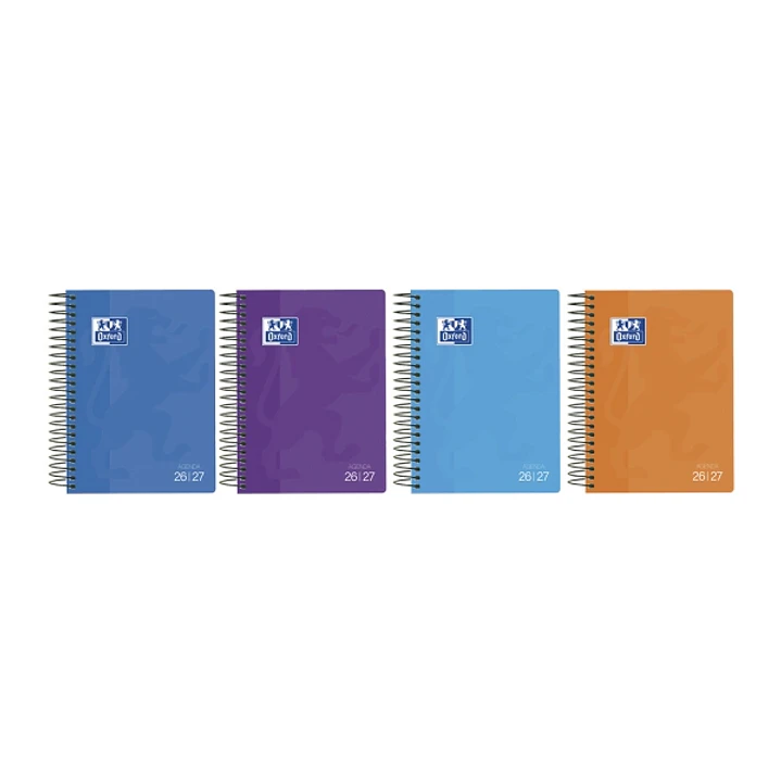 Oxford School Agenda Escolar con Espiral - Castellano - Tapa de Plastico - Formato Octavo - Dia Pagina - Colores Surtidos 1