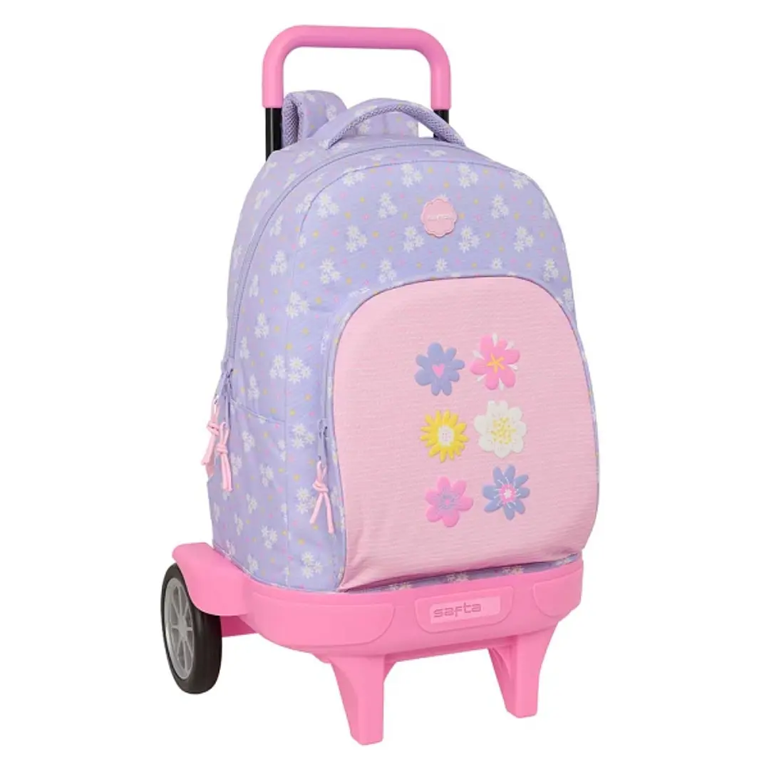 Safta Bouquet Mochila con Carro - Extraible - Bolsillo Frontal - Ruedas Antivibracion - Hombreras Acolchadas - Asa Acolchada Superior - Sistema de Blo 1