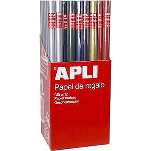 Apli Expositor de 55 Rollos de Papel Regalo Kraft - 11 Rollos por Color - Medidas del Rollo 0.70x2m - Colores Azul Oscuro, Verde Oscuro, Rojo, Oro y P