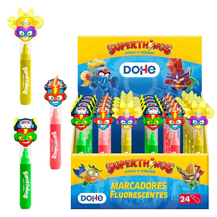 Dohe Superthings Expositor con 24 Marcadores Fluorescentes - Punta Biselada - Alto Resalte - Colores Surtidos