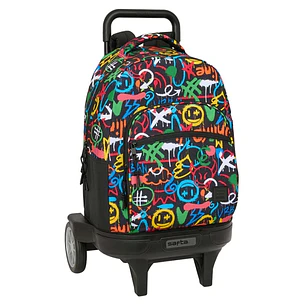 Safta Mochila con Carro - Ruedas Antivibracion Ultrasilenciosas - Bolsillo Frontal - Portabotellas - Tirador Doble - Hombreras Acolchadas - Incluye Ta