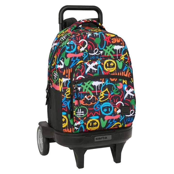 Safta Mochila con Carro - Ruedas Antivibracion Ultrasilenciosas - Bolsillo Frontal - Portabotellas - Tirador Doble - Hombreras Acolchadas - Incluye Ta 1