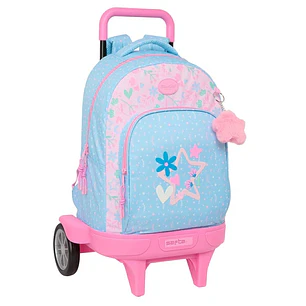 Safta Blackfit8 Smile Mochila Carro - Extraible - Bolsillo Frontal - Portabotellas - Tirador Doble - Hombreras Acolchadas - Tarjeta ID - Ruedas Antivi