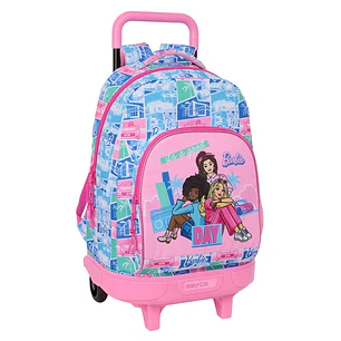 Safta Barbie Mochila con Carro - Extraible - Bolsillo Frontal - Portabotellas - Tirador Doble - Hombreras Acolchadas - Asa Acolchada - Tarjeta ID - Ba