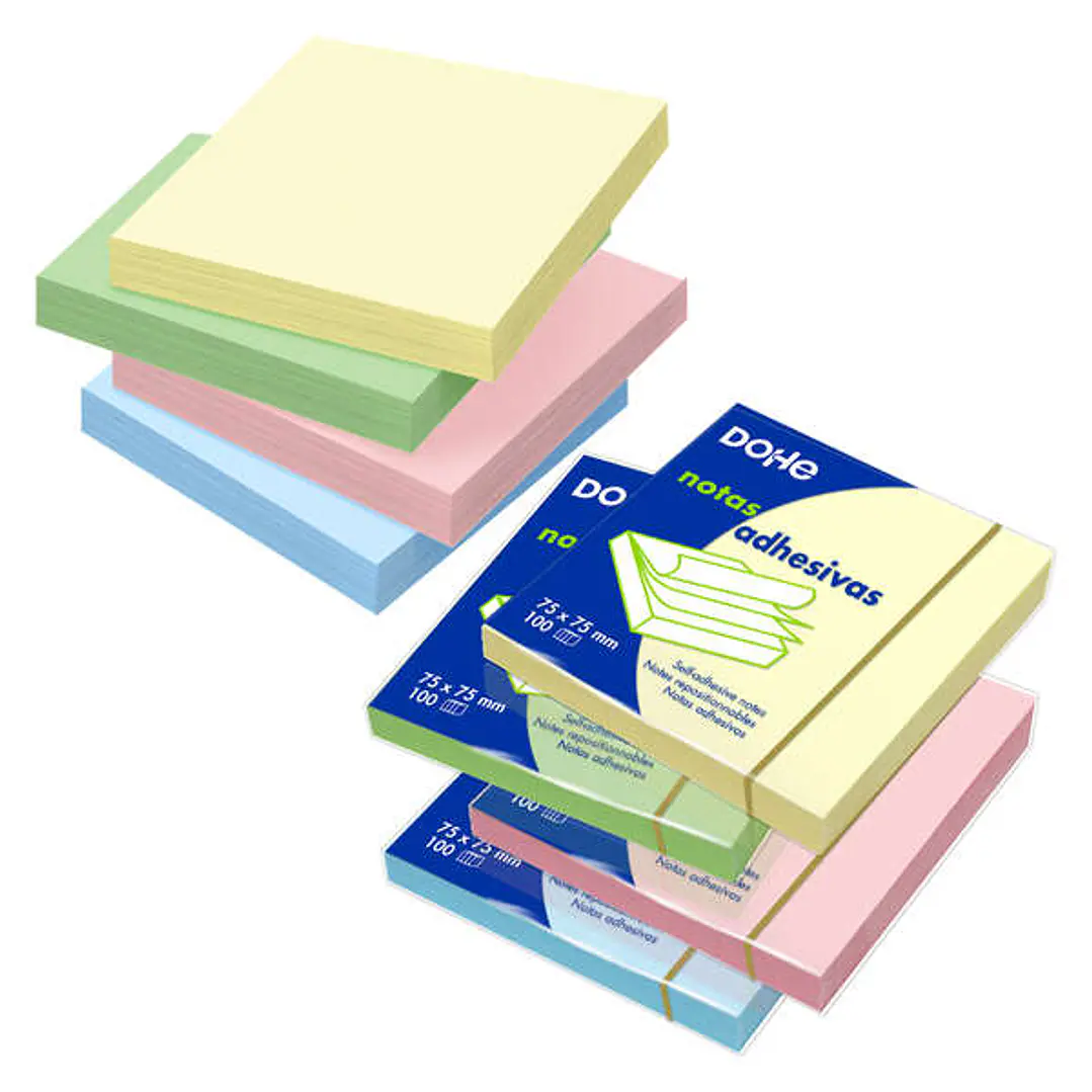 Dohe Bloc de Notas Reposicionables - 75 G/M - Paquete de 12 Blocs de 100 Notas - Colores Surtidos 1