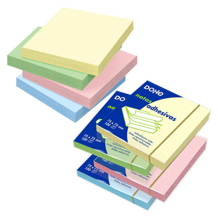 Dohe Bloc de Notas Reposicionables - 75 G/M - Paquete de 12 Blocs de 100 Notas - Colores Surtidos 1