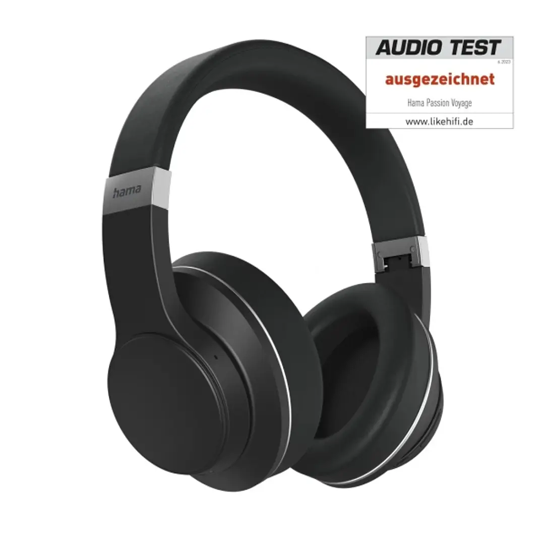 Hama Passion Voyage Auriculares con Microfono Omnidireccional - Bluetooth - Rango 10m - Diadema Ajustable - Asistente de Voz - Color Negro 1