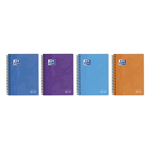 Oxford School Agenda Escolar con Espiral - Castellano - Tapa de Plastico - Formato Cuartilla - Semana Vista - Colores Surtidos