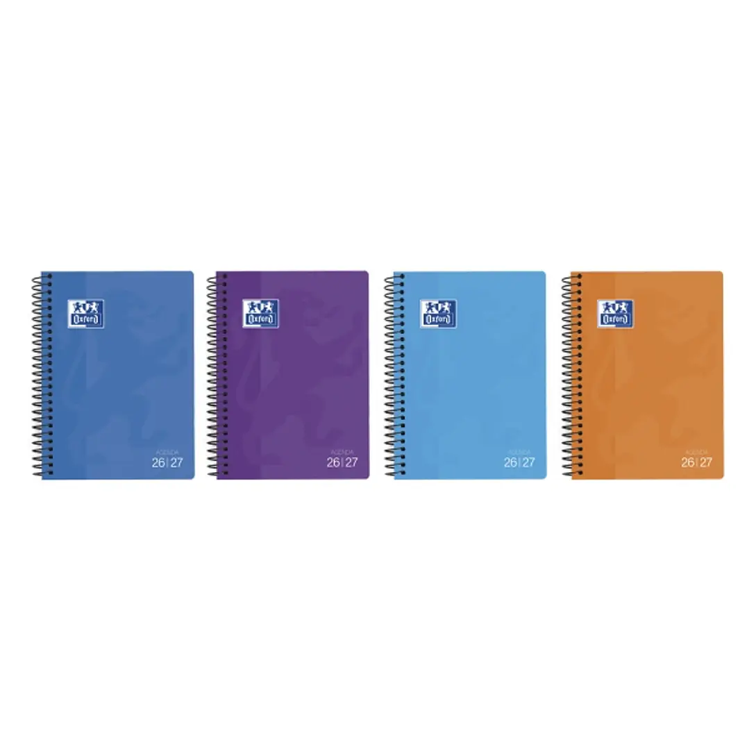 Oxford School Agenda Escolar con Espiral - Castellano - Tapa de Plastico - Formato Cuartilla - Semana Vista - Colores Surtidos 1