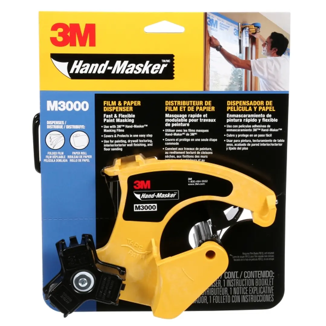 3M Hand-Masker Dispensador de Cinta de Enmascarar - Cuchilla No Incluida - Facil Aplicacion - Color Negro/Amarillo 1