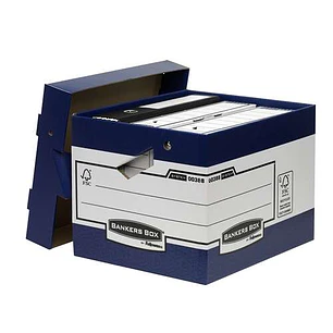 Fellowes Bankers Box Contenedor de Archivos con Asas Ergonomicas Ergo Box - Montaje Automatico Fastfold - Carton Reciclado Certificacion FSC