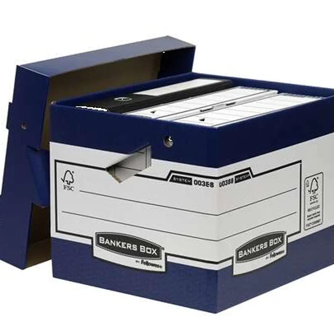 Fellowes Bankers Box Contenedor de Archivos con Asas Ergonomicas Ergo Box - Montaje Automatico Fastfold - Carton Reciclado Certificacion FSC 1
