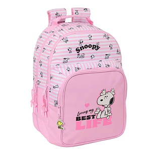 Safta Snoopy Mochila - Adaptable a Carro - Bolsillo Frontal - Portabotellas - Cremallera con Doble Tirador - Asa de Mano - Hombreras y Espalda Acolcha