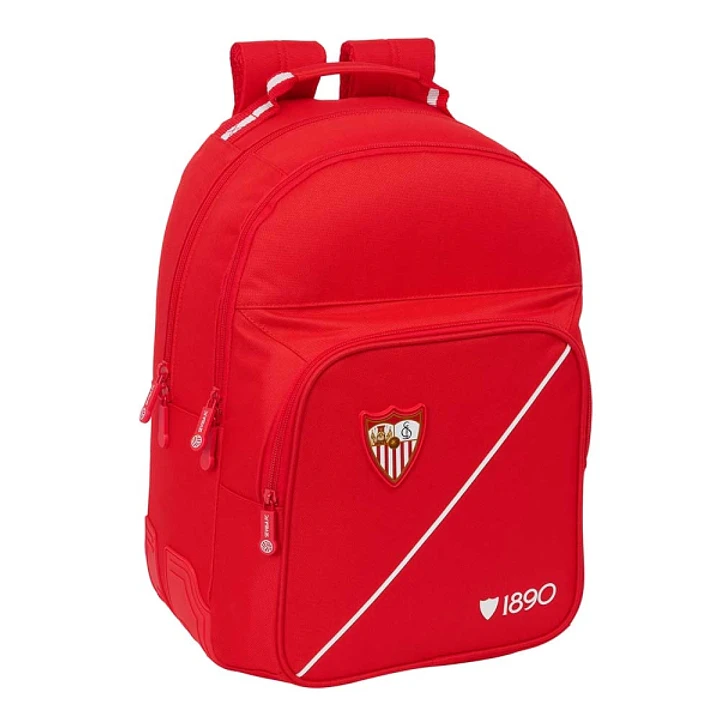 Safta Sevilla FC Mochila - Adaptable a Carro - Bolsillo Frontal - Portabotellas - Cremallera con Doble Tirador - Asa de Mano - Hombreras y Espalda Aco 1