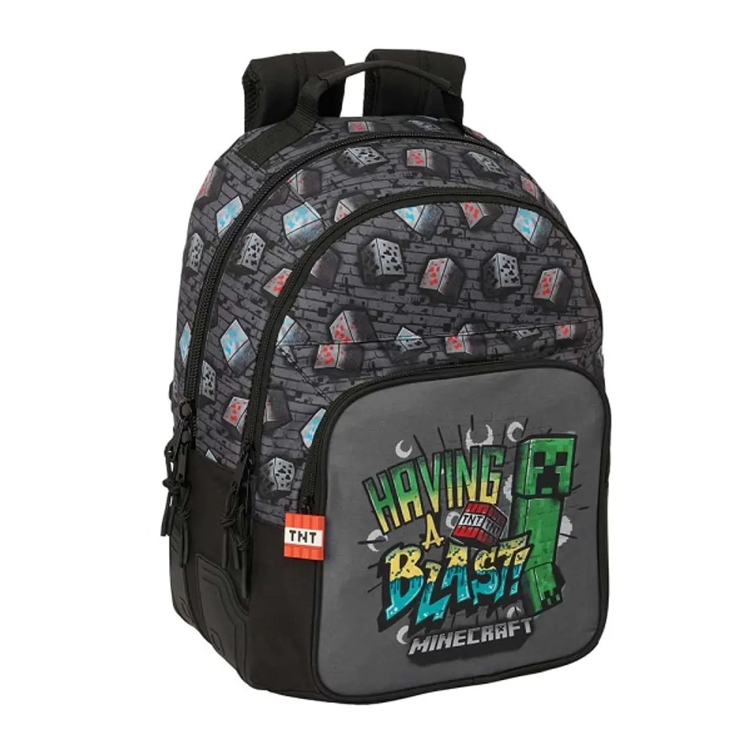 Safta Minecraft Graffiti Mochila - Adaptable a Carro - Bolsillo Frontal - Portabotellas - Cremallera con Doble Tirador - Asa de Mano - Hombreras y Esp 1
