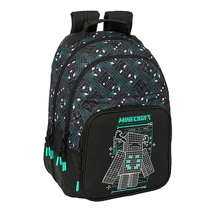 Safta Minecraft Screen Mochila - Adaptable a Carro - Bolsillo Frontal - Portabotellas - Cremallera con Doble Tirador - Asa de Mano - Hombreras y Espal