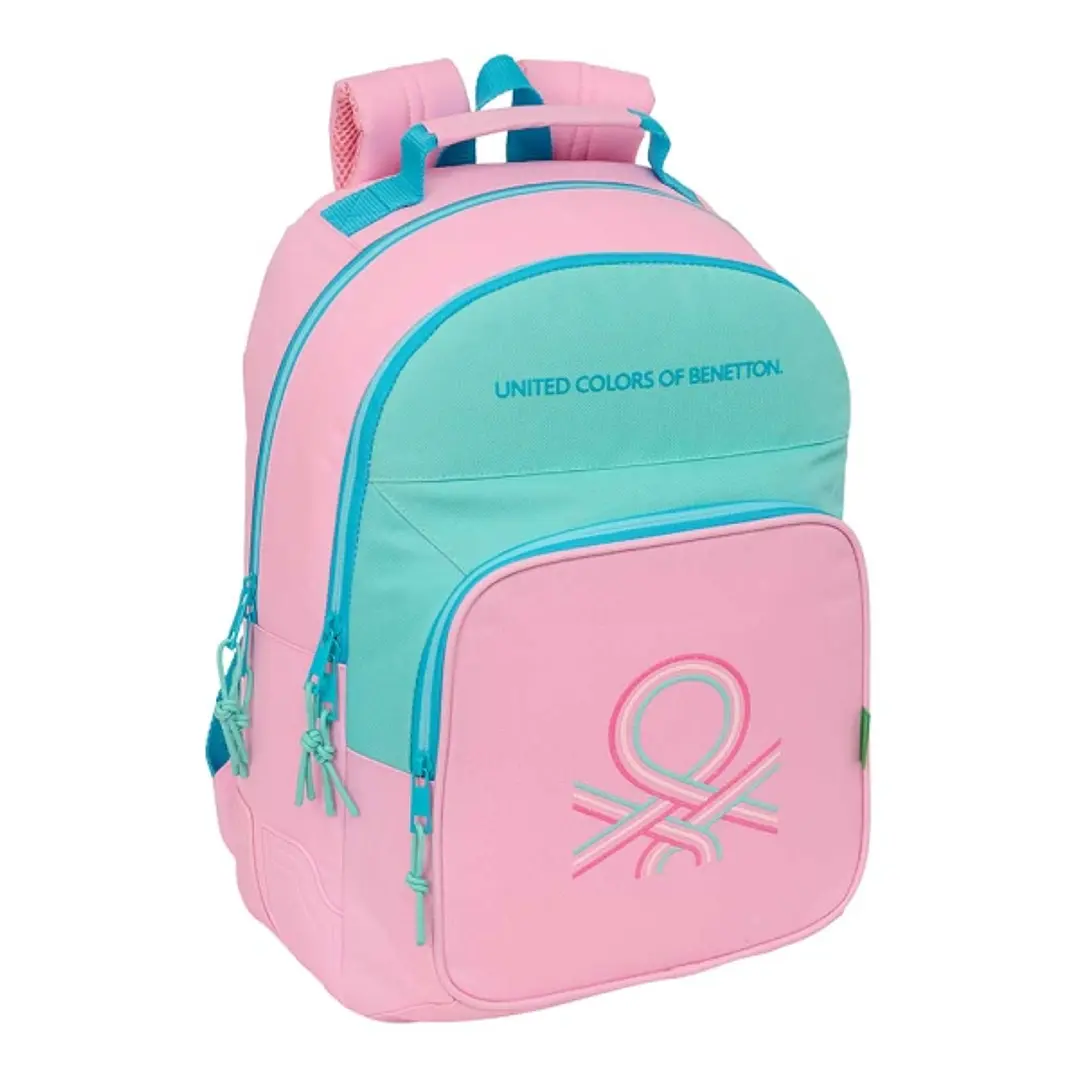 Safta Benetton Dolce Mochila con 2 Compartimentos - Antirozaduras - Adaptable a Carro - Portabotellas - Tirador Doble - Hombreras Ergonomicas - 20L -  1