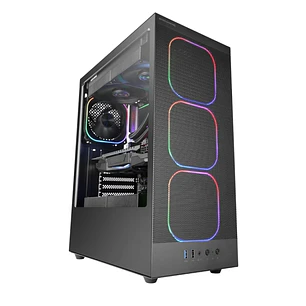 Mars Gaming MC-NEBULA Caja Torre ATX - Cristal Templado Lateral - 4 Ventiladores ARGB de 120mm - Malla Metalica Frontal - 443x350x196mm - Color Negro