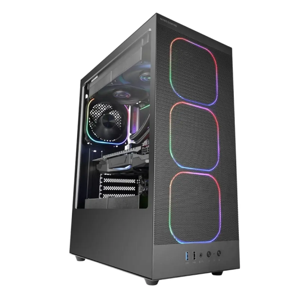 Mars Gaming MC-NEBULA Caja Torre ATX - Cristal Templado Lateral - 4 Ventiladores ARGB de 120mm - Malla Metalica Frontal - 443x350x196mm - Color Negro 1
