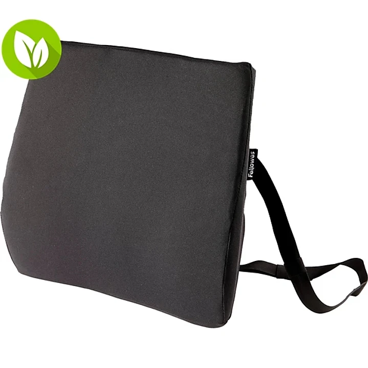 Fellowes Comfort Breyta Respaldo Lumbar - Espuma con Contenido Reciclado - Correa Ajustable - Funda de Tejido de Poliester 100% Reciclado - Color Negr 1