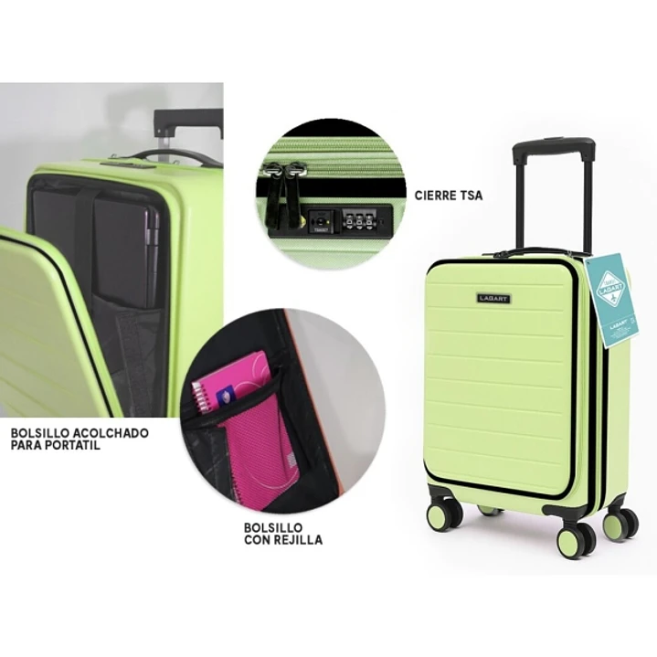 Lagart Maleta Trolley Pocket de Cabina Rigida 20 55x34x25cm - Compartimento Frontal Acolchado para Portatil - Cierre TSA - Ruedas Dobles 360º - Color 1