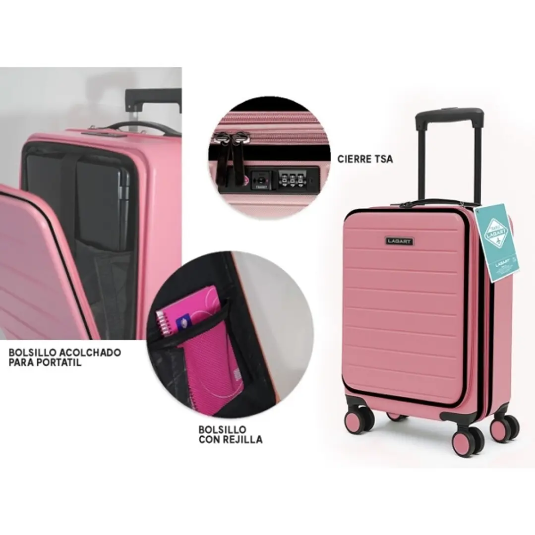 Lagart Maleta Trolley Pocket de Cabina Rigida 20 55x34x25cm - Compartimento Frontal Acolchado para Portatil - Cierre TSA - Ruedas Dobles 360º - Color 1