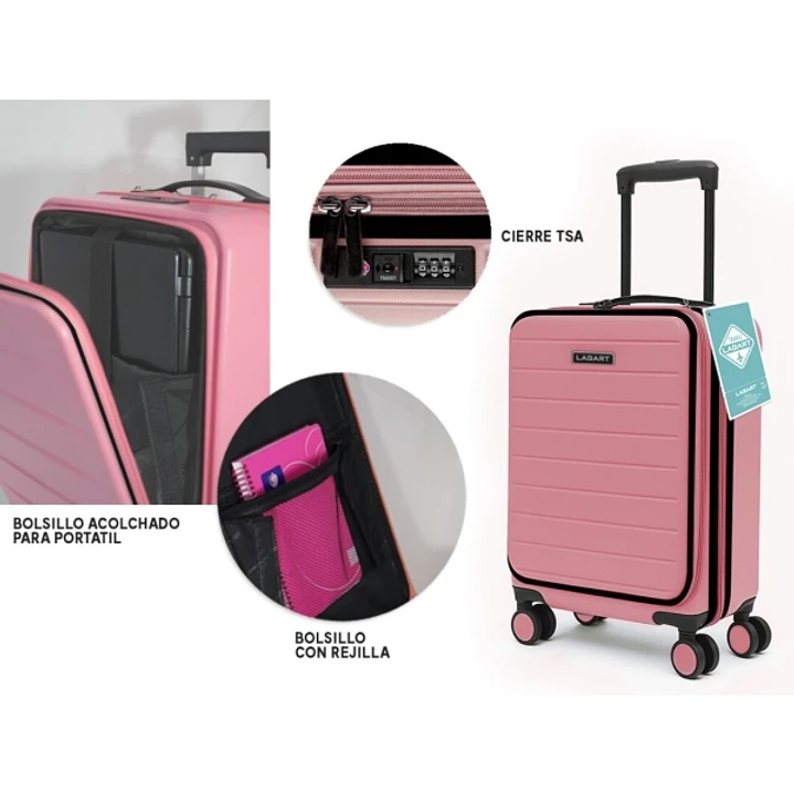 Lagart Maleta Trolley Pocket de Cabina Rigida 20 55x34x25cm - Compartimento Frontal Acolchado para Portatil - Cierre TSA - Ruedas Dobles 360º - Color 1