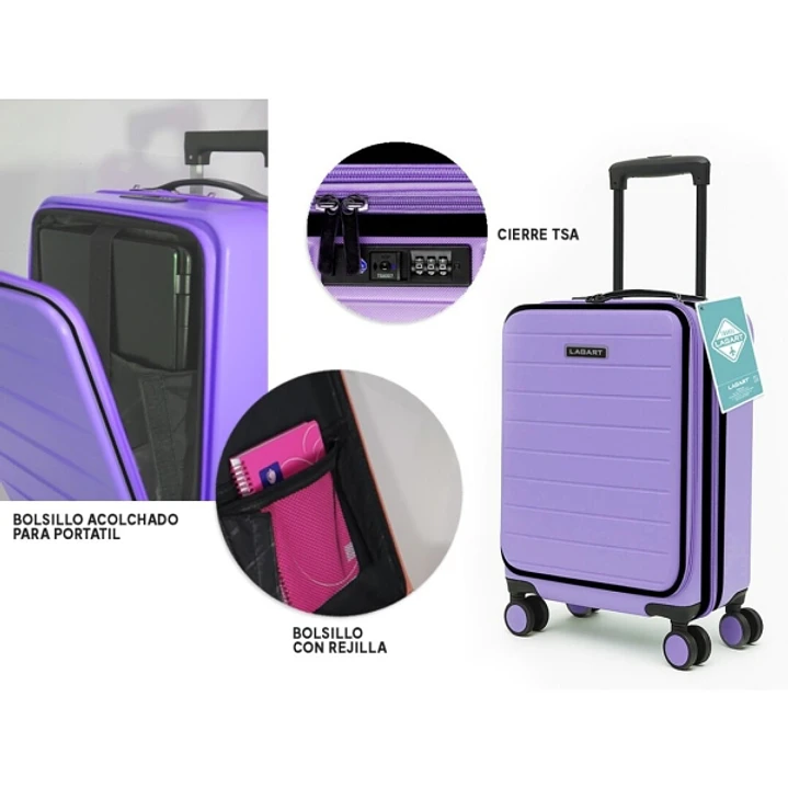 Lagart Maleta Trolley Pocket de Cabina Rigida 20 55x34x25cm - Compartimento Frontal Acolchado para Portatil - Cierre TSA - Ruedas Dobles 360º - Color 1