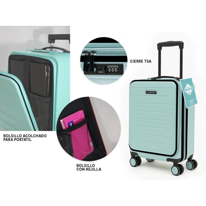 Lagart Maleta Trolley Pocket de Cabina Rigida 20 55x34x25cm - Compartimento Frontal Acolchado para Portatil - Cierre TSA - Ruedas Dobles 360º - Color 1