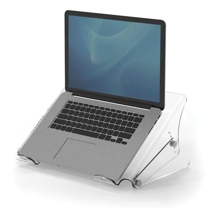 Fellowes Clarity Soporte para Portatil - Ajustable en 6 Alturas - Plataforma con Ranuras - Hasta 6kg - Color Transparente 1