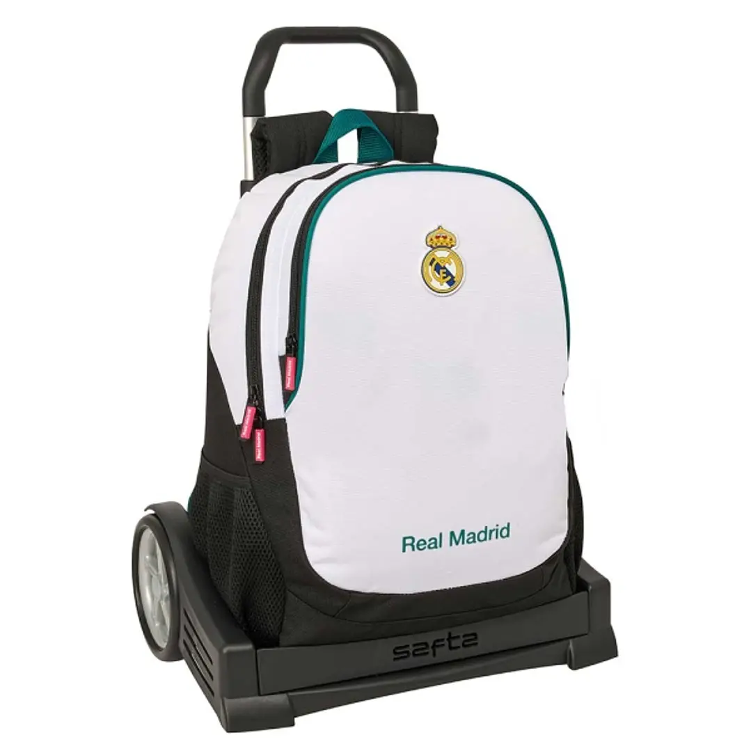 Safta Real Madrid Equipacion 26/27 Mochila con Carro Evolution - Extraible - 23L - Portabotellas - Doble Tirador - Asa de Mano - Espalda Acolchada Ant 1