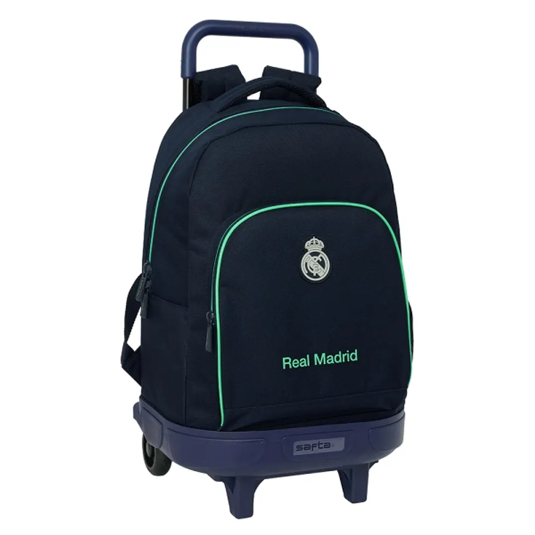 Safta Real Madrid 2ª Equipacion 25/26 Mochila con Carro - Extraible - Portabotellas - Tirador Doble - Hombreras Acolchadas - Tarjeta ID - Bandeja PVC  1