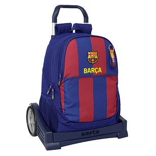 Safta F.C.Barcelona Mochila de 22.5L con Carro Evolution Integrado - Portabotellas - Extraible para Limpieza - Carro de PP, Acero y PVC - 32x44x16cm -
