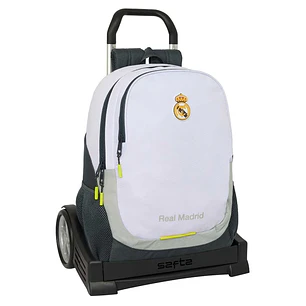 Safta Real Madrid Mochila de 22.5L con Carro Evolution Integrado - Portabotellas - Extraible para Limpieza - Carro de PP, Acero y PVC - 32x44x16cm - C