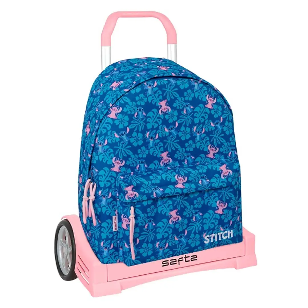 Safta Stitch Lio Mochila con Carro - Extraible - Bolsillo Frontal - Cremallera con Doble Tirador - Asa de Mano - 33x42x15cm - Color Azul Oscuro 1