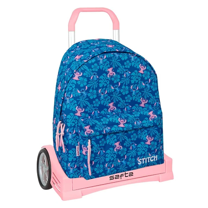 Safta Stitch Lio Mochila con Carro - Extraible - Bolsillo Frontal - Cremallera con Doble Tirador - Asa de Mano - 33x42x15cm - Color Azul Oscuro 1