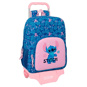 Safta Stitch Lio Mochila con Carro - Extraible - Portabotellas - Bolsillo Frontal - Cremallera con Doble Tirador - Asa de Mano - 33x42x14cm - Color Az