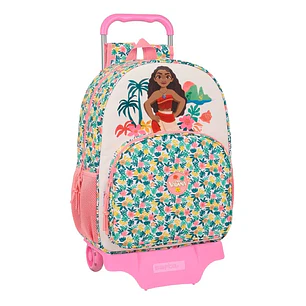 Safta Vaiana Mochila con Carro - Portabotellas - Doble Tirador en Cremallera - Hombreras Ergonomicas - Mochila Extraible - Carro Resistente - 21L - 33