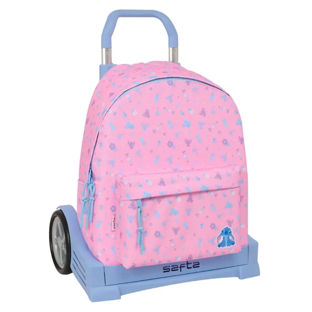 Safta Stitch Bright Mochila con Carro - Cremallera - Tirador Doble - Ruedas Antivibracion - Mochila Extraible - Sistema de Bloqueo - 330x150x420mm - C 1