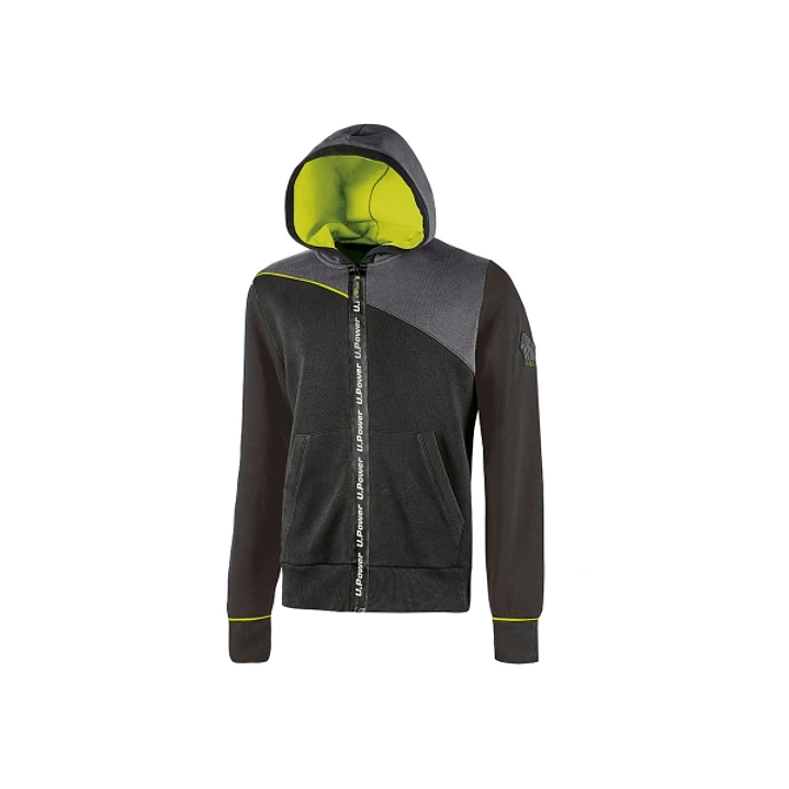 Upower Jupiter Sudadera de Trabajo - Talla L - Cremallera Impermeable, Capucha Ajustable, Bolsillos Practicos, Piping Fluo Elastico, Proteccion DPI1 - 1