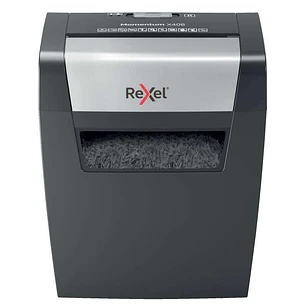 Rexel Momentum X406 Destructora Papel Corte Confeti P-4 - Destruye hasta 7 Hojas a la Vez - Capacidad de la Papelera 15L - Color Gris/Plata