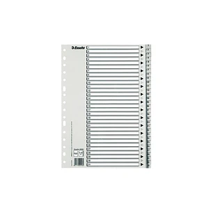 Esselte Indice Numerico de Plastico - Pestañas 1 al 31 - Multitaladro - Formato A4 - Color Gris