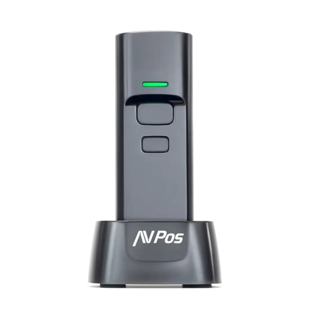 AVPos BT03 Lector de Codigos Portatil - Códigos 1D, 2D y QR - USB, Wireless 2.4 y Bluetooth - 1100mAh - Base Incluida - Color Negro 1