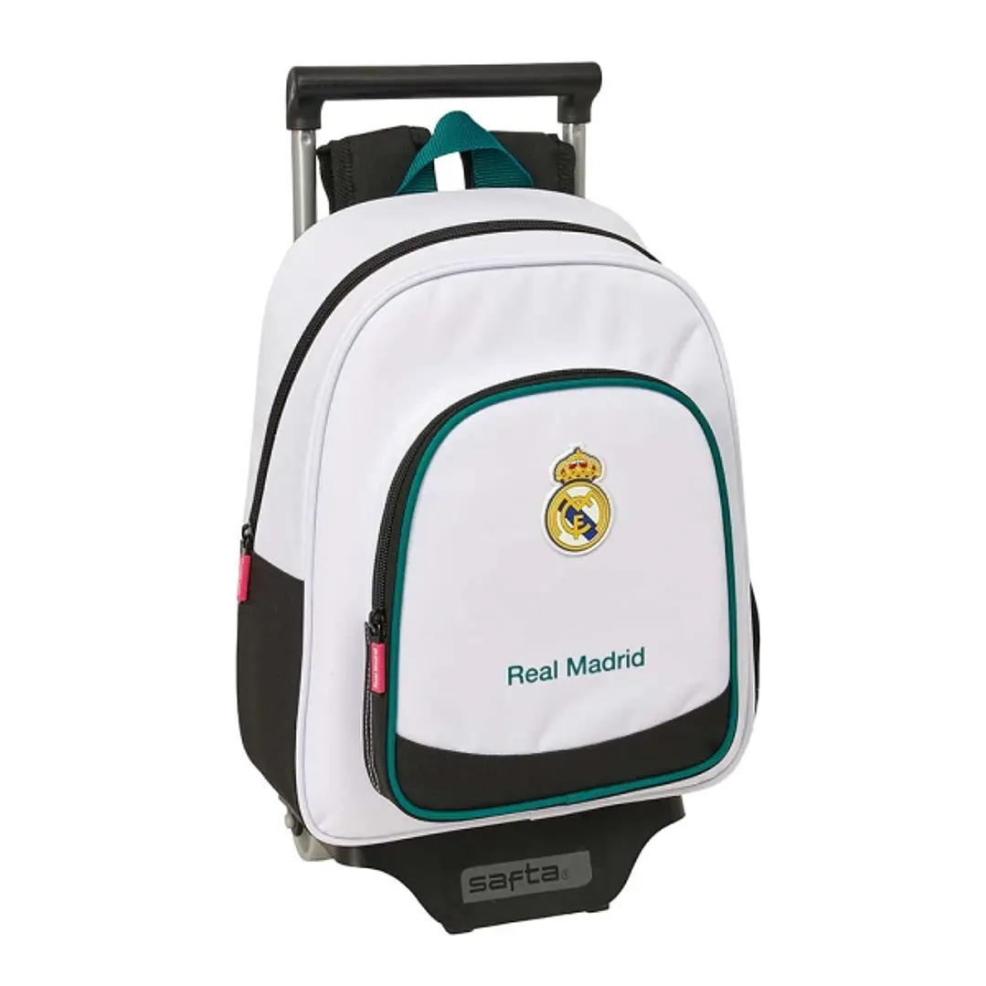 Safta Real Madrid Equipacion 26/27 Mochila con Carro - Extraible - Portabotellas - Bolsillo Frontal - Asa de Mano - 28x34x10cm - Color Blanco y Negro 1