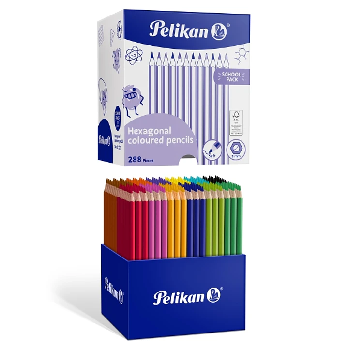 Pelikan Pack de 288 Lapices de Colores - Hexagonales - Ideal para Mezclas y Superposiciones - 12 Colores Surtidos 1